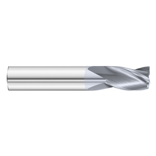 Fullerton Tool 30303 | 1/16" Diameter x 1/8" Shank x 1/4" LOC x 1-1/2" OAL 3 Flute TiCN Solid Carbide Square End Mill